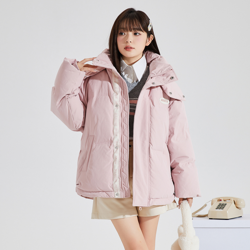 唐狮2024冬新款羽绒服女设计感小众面包服短款韩系羽绒外套冬装_80474 S B款/蜜桃粉