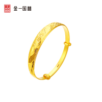金一国囍足金宽拉丝龙凤女士黄金手镯生日520情人礼物送女友妈妈结婚手环首饰（计价）AAE018