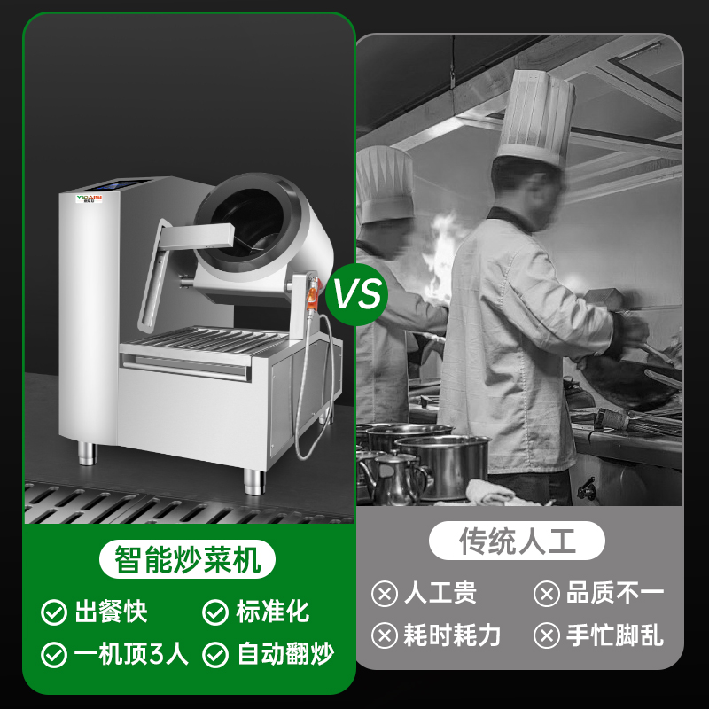 意黛斯 商用炒菜机多功能翻炒机智能炒饭机酒店餐厅食堂全自动烹饪机中央厨房炒菜机器人单边触屏自动摆臂喷料款YDS-GQ40高清大图