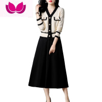 七斓小香风针织套连衣裙女装2023年新款气质时尚春季套装裙子