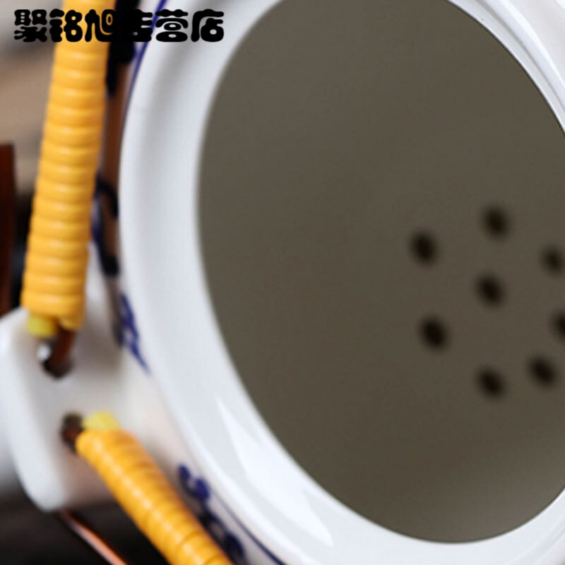 景德镇泡茶壶陶瓷凉水壶大号青花瓷存水壶冷水壶提梁耐热防爆家用简约?花开富贵约2L