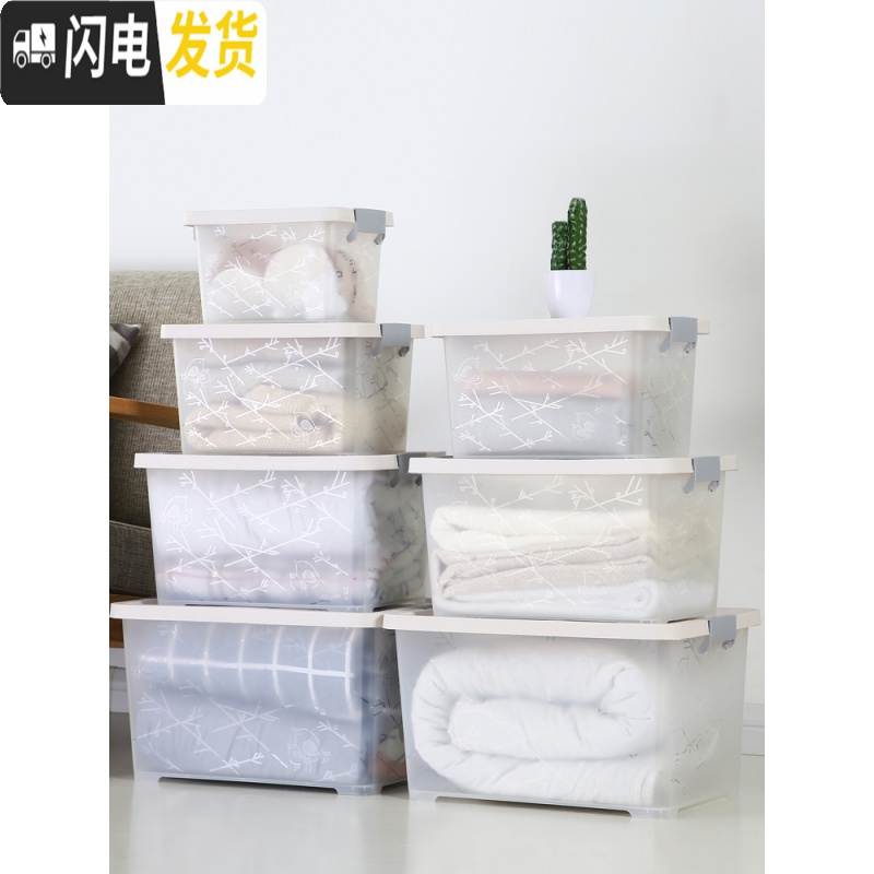 三维工匠透明收纳箱塑料装衣服的玩具整理储物箱子有盖小收纳盒储蓄箱大号高清大图
