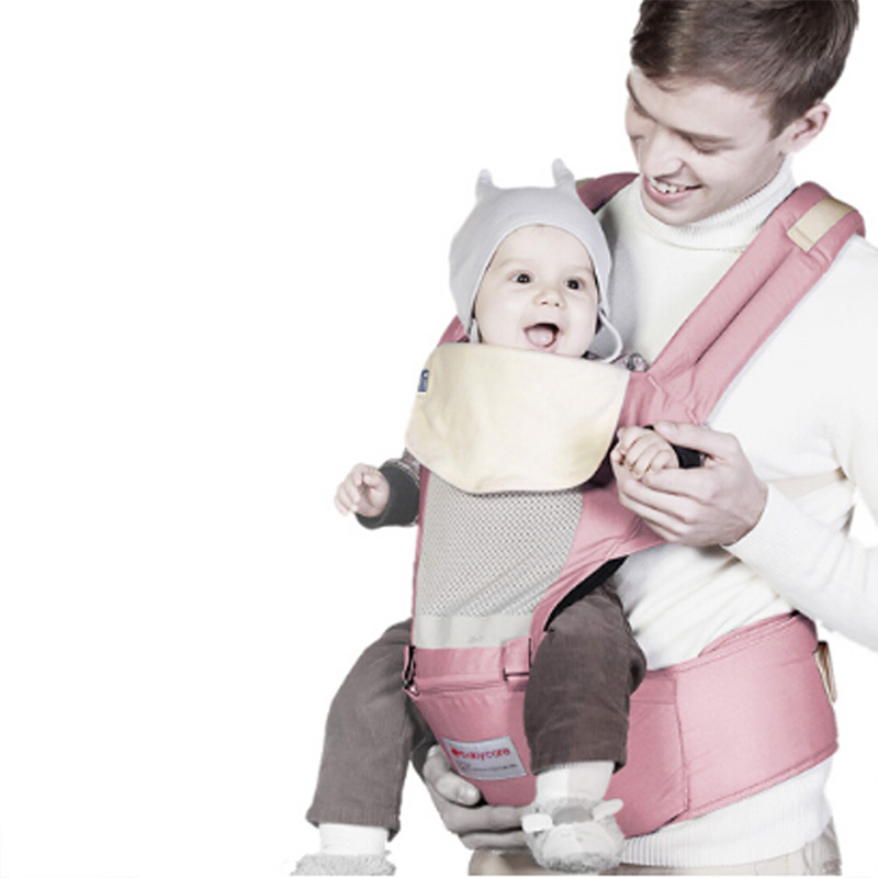 babycare 透气婴儿背带前抱式宝宝腰凳 巴基斯坦棉纱材质 粉色 9820四季款