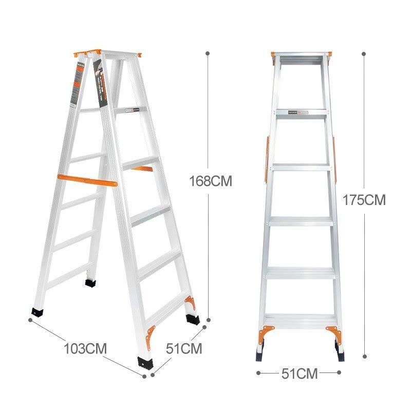 奥鹏(AP) 家用人字梯加厚折叠铝合金六步梯多功能双侧用工程楼梯AP-2606图片