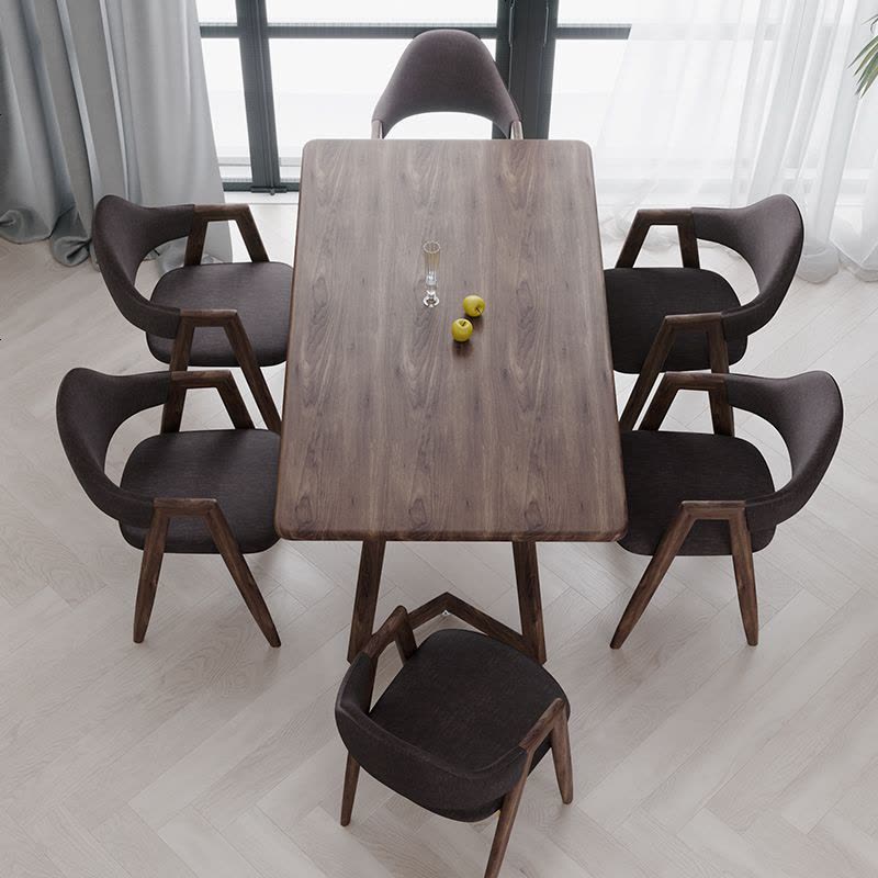 北欧餐桌椅组合小户型家用4人6长方形餐桌现代简约咖啡厅洽谈桌椅图片