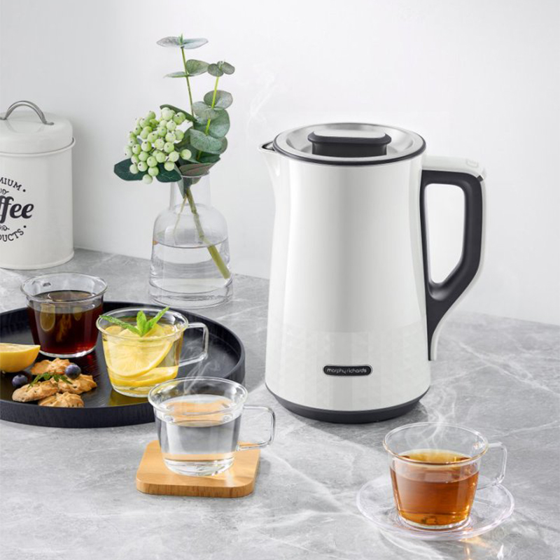 摩飞电器(MORPHY RICHARDS)双层电热水壶 1.5L不锈钢实时显温 MR6071 白色 / 台高清大图