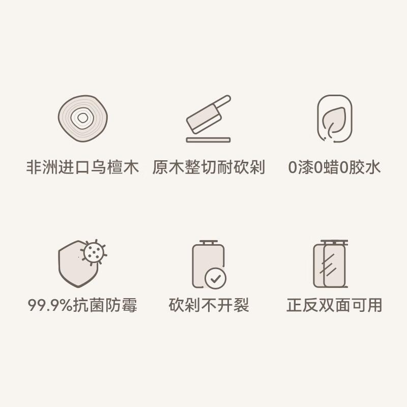 小熊(Bear)乌檀木实木菜板 百年龄树心整切砧板 家用抗菌案板切菜板40*28cm高清大图