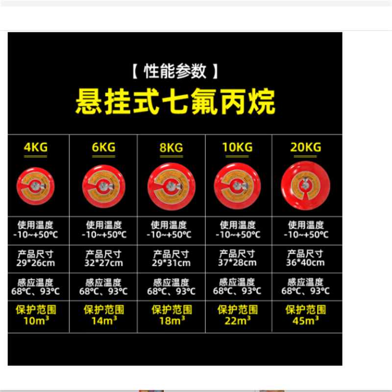 浙安广消10kg七氟丙烷悬挂式灭火器 10公斤气体自动消防装置XQQW10/1.6