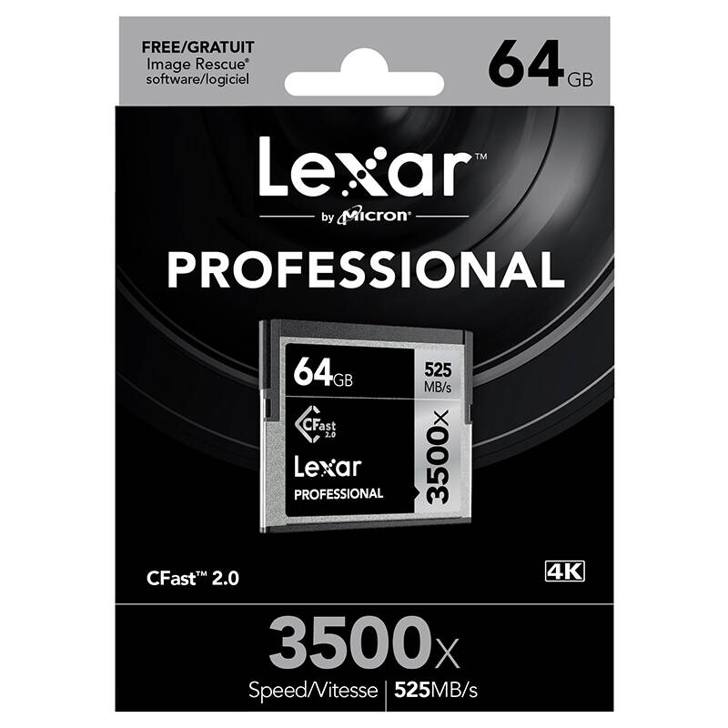 雷克沙(Lexar)64GB CFast 2.0卡 3500X读525MB/s写375MB/s单反相机内存卡摄像机存储卡高清大图