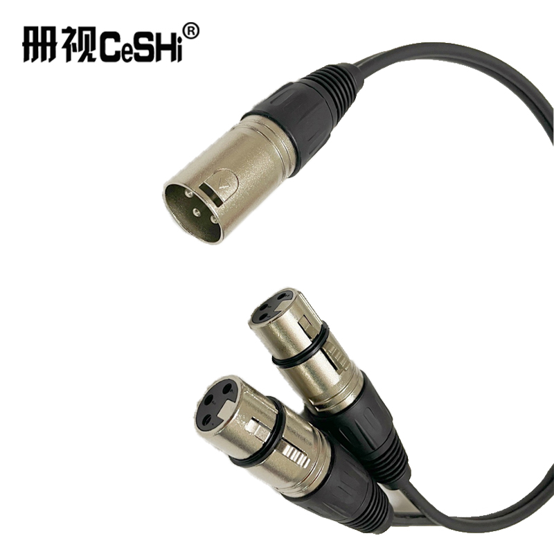册视带屏蔽一分二XLR卡侬线音频连接延长线一母二公1.5米条高清大图