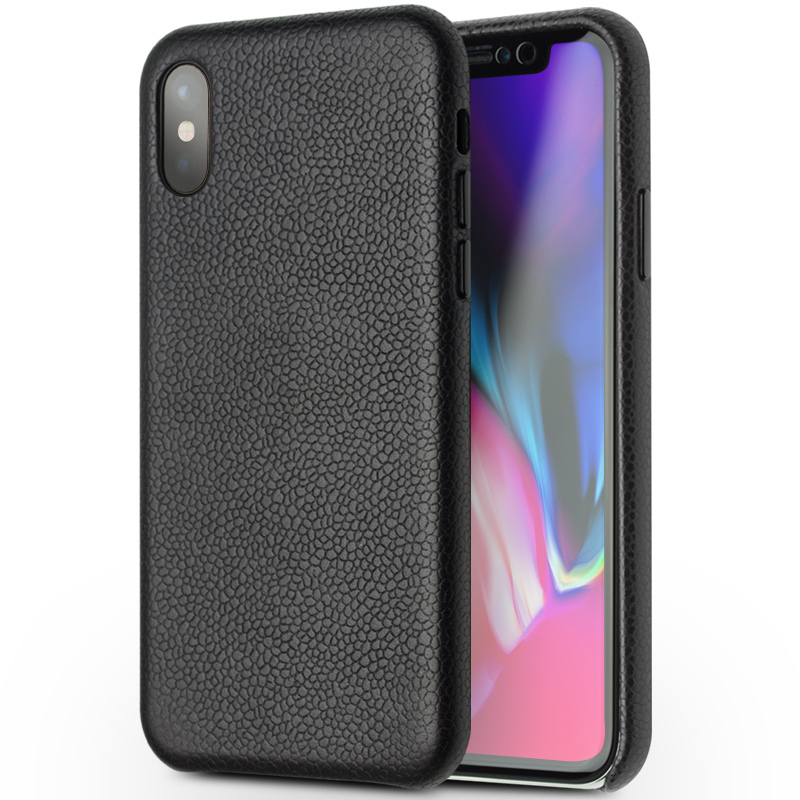 HIGE/苹果Xs/Xr手机壳 iphoneXs max保护套真皮加绒超薄全包手机套 适用于苹果Xr 经典黑