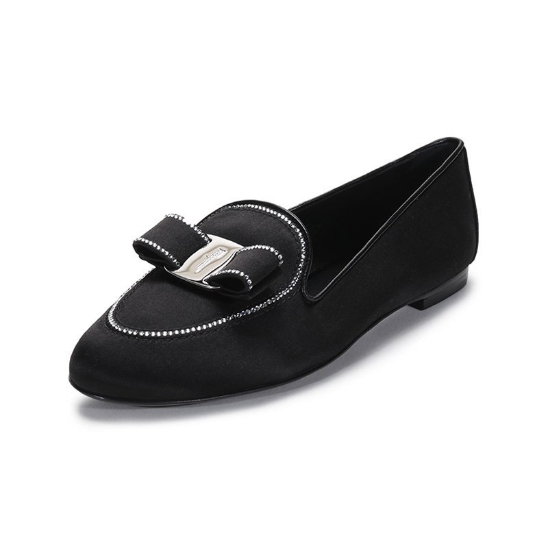 ferragamo 菲拉格慕 女士织物vara蝴蝶结莫卡辛鞋单鞋0742429