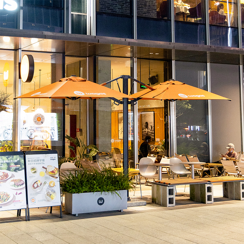 紫叶双头罗马伞高端液压商用店铺门口sunbrella遮阳伞大理石底座 单顶3米方形双头液压【Sunbrella伞布，配80KG大理