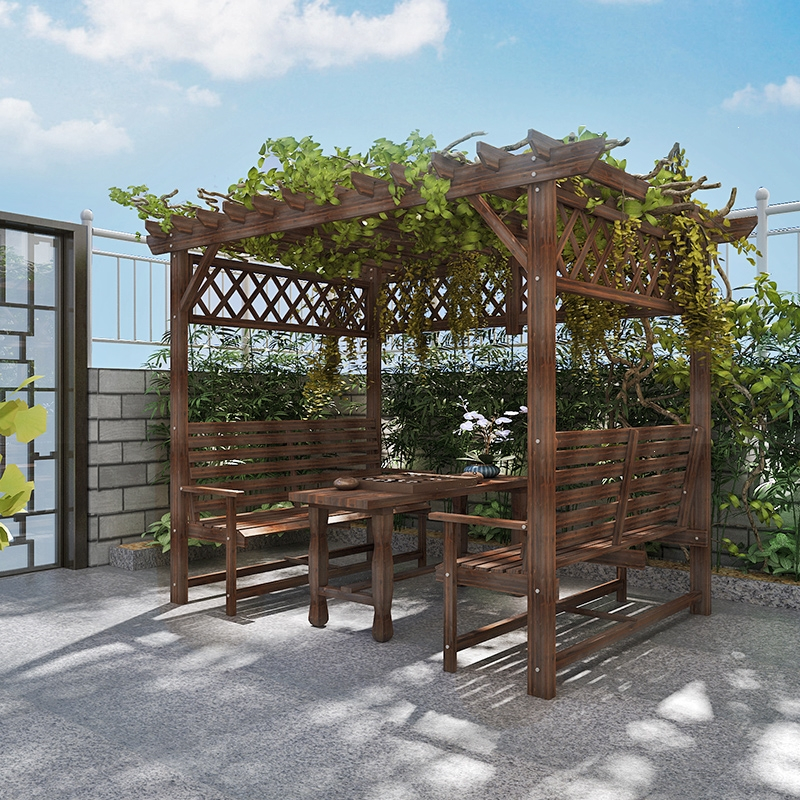 四角葡萄架户外庭院凉亭古达遮阳棚花园室外木休闲亭子别墅