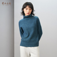 鄂尔多斯1980 秋冬高领双畦女针织衫羊绒针织衫休闲百搭