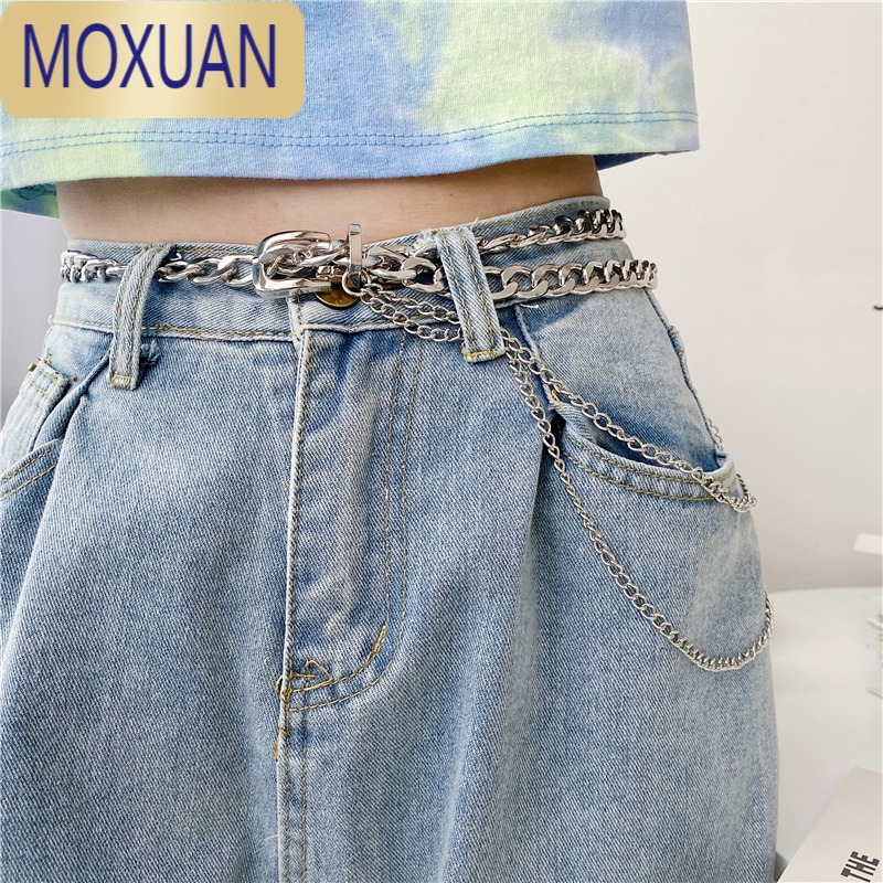 MOXUAN朋克风嘻哈牛仔裤腰链女时尚金属链条皮带连衣裙西装配饰收腰腰带