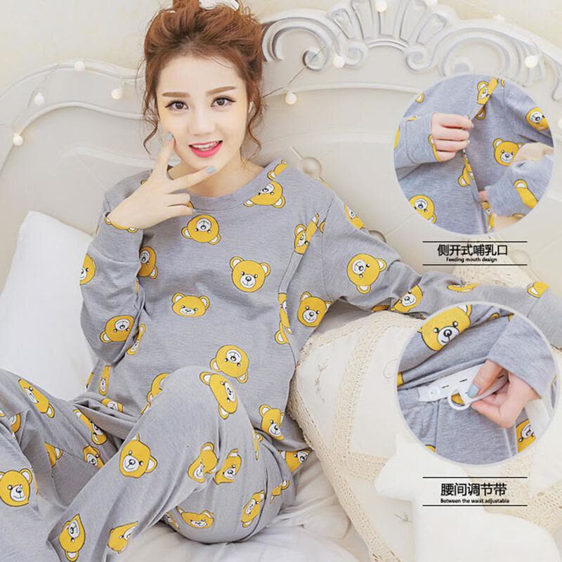 迪鲁奥(DILUAO)月子服春秋纯棉产妇产后哺乳期浦乳睡衣秋冬款孕妇怀孕期加厚保暖图片