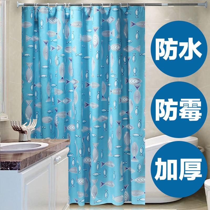 隔离卫生间用挡水帘布隔水淋浴浴室洗手间帘洗澡防水清新免打孔欧 三维工匠浴帘高清大图
