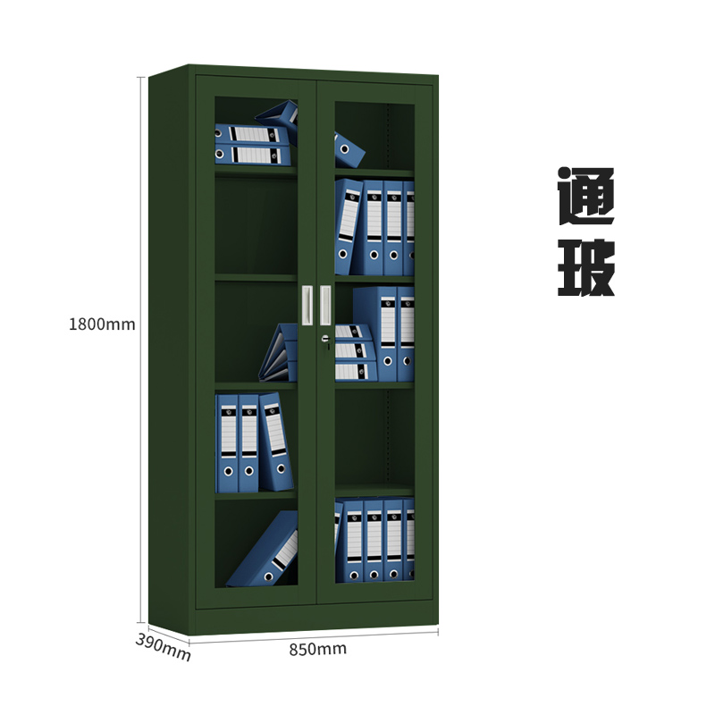 帅畅绿色铁皮文件柜办公室档案柜资料柜财务凭证柜钢制办公柜加厚通玻高清大图