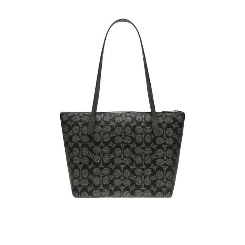 COACH 金属质感皮革女士手提包顶部拉链闭合时尚设计