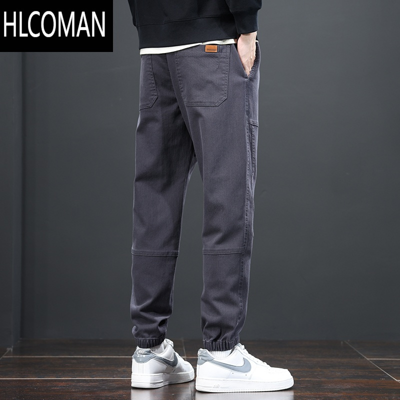 hlcoman休闲裤男款新款百搭男裤宽松哈伦运动裤加绒加厚工装裤子男