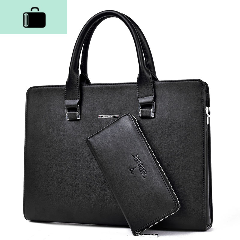 送手包商务包精品男包出差男士手提包包横款公文包男式皮包电脑包new
