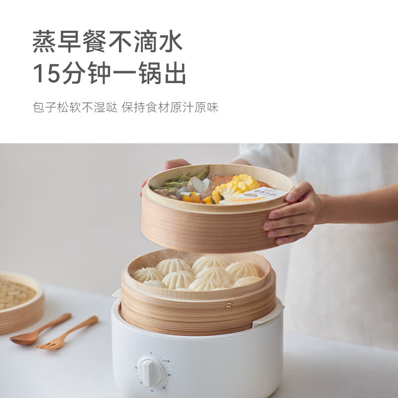 OLAYKS立时 2L竹笼电蒸锅电炖锅3层 OLK-03-02A DZG03004高清大图