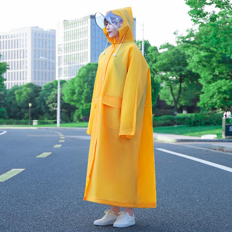 【补贴10%】雨衣长款全身防暴雨电动车自行车单人时尚男骑行防护电瓶车雨披女 L_升级姜黄【双帽檐+口袋+徒步+背包+骑行】