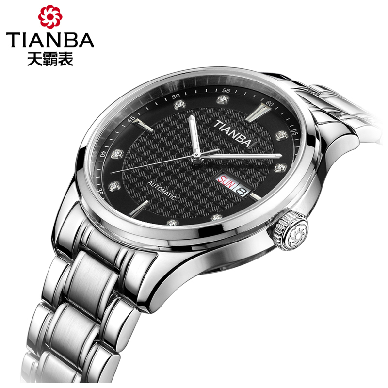 天霸(TIANBA)名仕系列手表全自动手表男机械手表双日历机械商务表 机械表 男TM8006.01SS