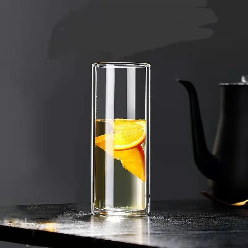 直身双层杯耐热双层玻璃杯男士水杯隔热泡茶杯创意观山杯高档办公室