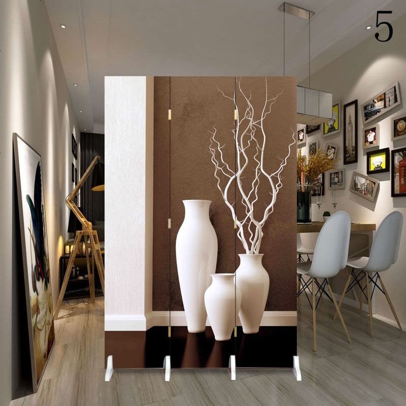 屏风装饰隔断墙客厅酒店办公室现代简约折叠中式移动风水折屏实木 防水防透(送底座) 详情页50款图案选择图片