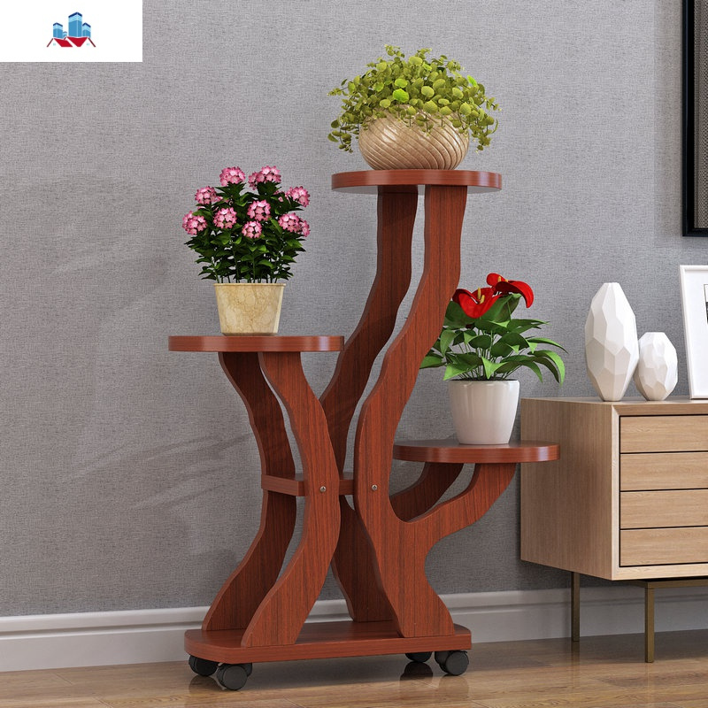 客厅花架子室内多层实木阳台家用置物架多肉绿萝花盆架落地式花架泰