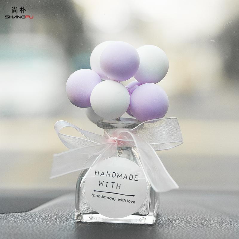尚朴汽车摇头摆件告白气球车内创意可爱个性装饰车载中控台仪表台摆饰 紫白气球瓶
