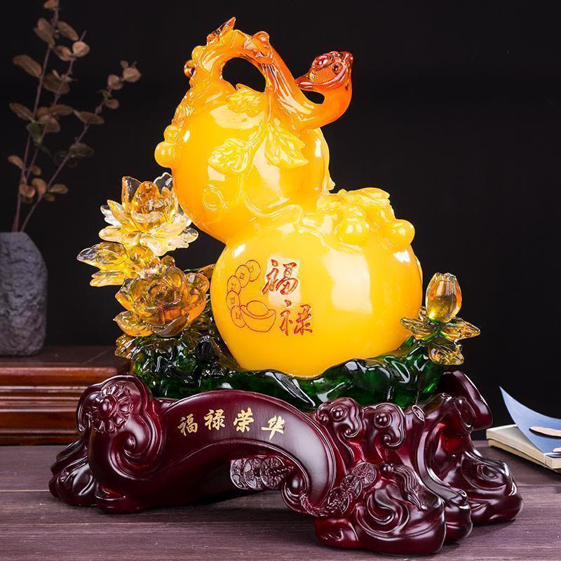 美帮汇葫芦玉如意摆件工艺品家居摆设酒柜创意客厅装饰品开业礼品图片