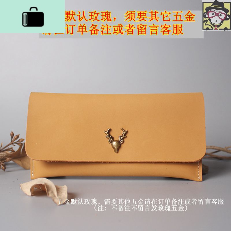 新款约钱包女士复古磨砂疯马手工长款钱包刻字NEW LAKE 磨砂尼黄六卡位