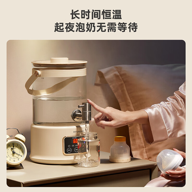 HYUNDAI韩国热水壶 家用烧水壶双层防烫保温304不锈钢保温功能大容量恒温电热水壶 2.5L高清大图
