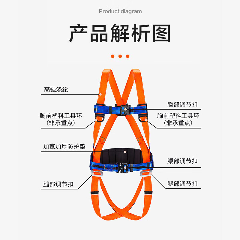 3M 星工(XINGONG)五点式安全带高空防坠落双绳双背带缓冲包XGD-3高清大图