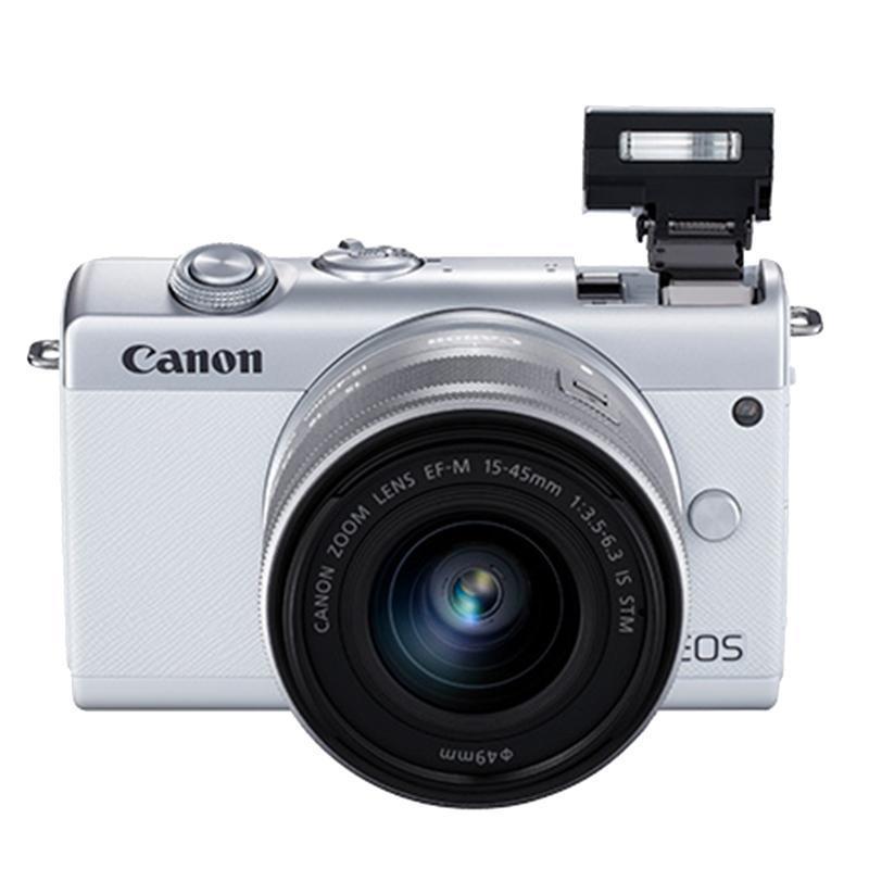 佳能(Canon) EOS M200(EF-M 15-45mm f/3.5-6.3 IS STM)(白色)数码微单单镜头套装 Vlog相机 4K 视频拍摄 M100 升级款