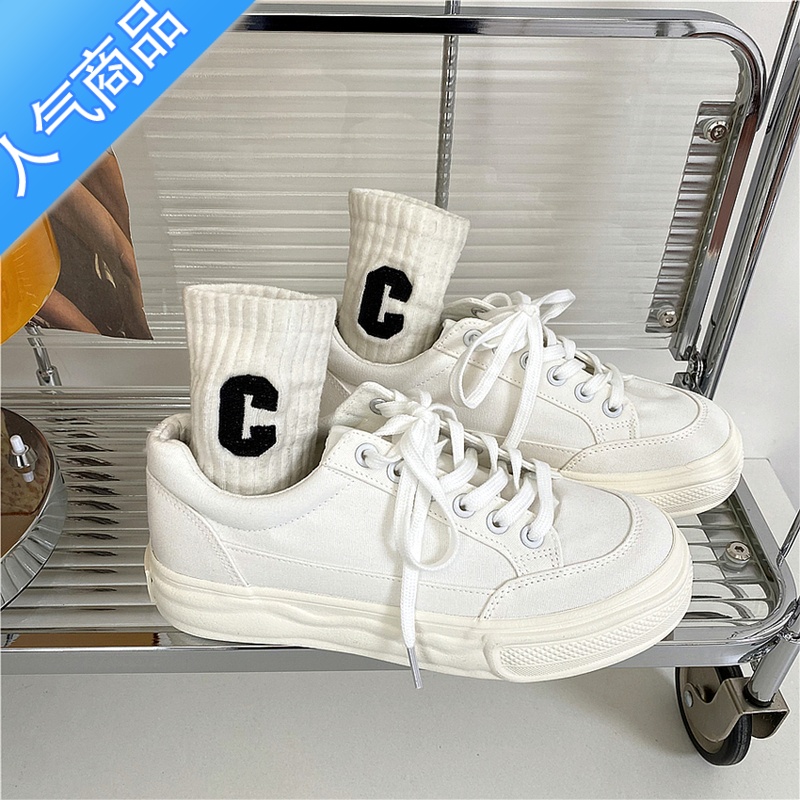 SUNTEK易少年 日系小白鞋女ins超火学生百搭帆布鞋2023春季新新款运动鞋高清大图