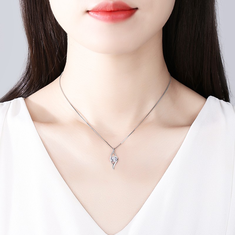 鑫铂尼 丘比特之剑 999纯银项链女锁骨链莫桑钻石吊坠时尚首饰520纪念日情人节礼物送女士女神媳妇闺蜜妈妈高清大图