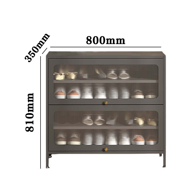 DXBG家用门口鞋柜室内入户储物柜一体翻门钢制2门4层80宽-灰高清大图