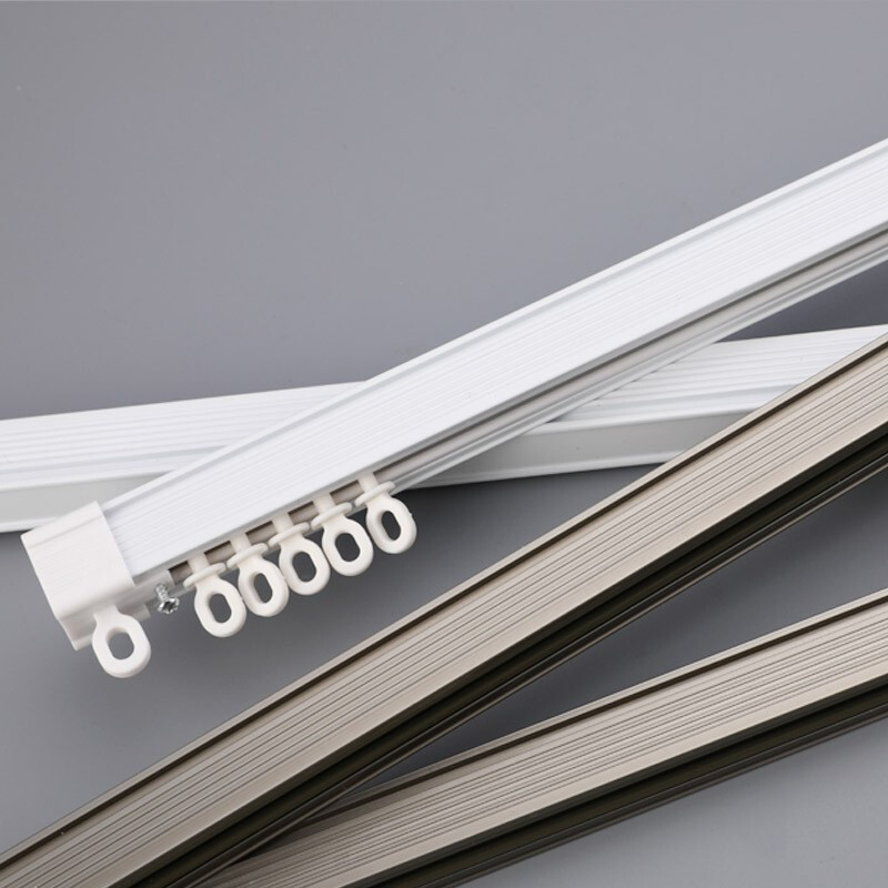 宜沃窗帘轨道加厚单轨双轨特厚坚美铝合金滑轨滑轮顶侧装