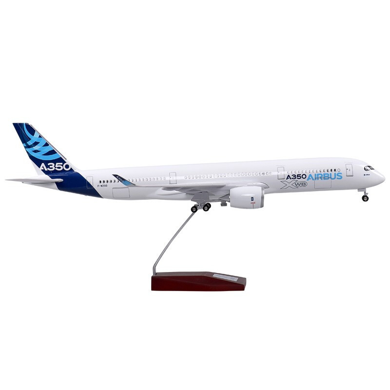 飞机模型带轮子可转动a350空客原型机客机模型飞机摆件47厘米带灯光