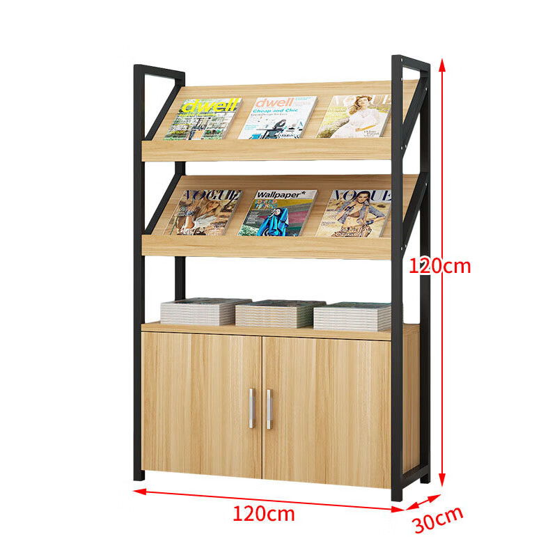 晋舰杂志架书报架报刊架置物架展示架资料落地阅览架2层长120cm无logo高清大图