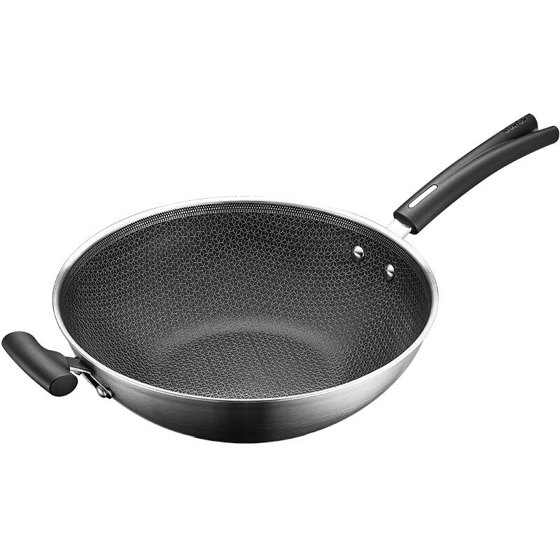 苏泊尔(SUPOR)炒锅X晶盾不锈钢不粘锅少油烟家用炒菜锅燃气电磁炉通用CC32JA2 赠铁铲高清大图