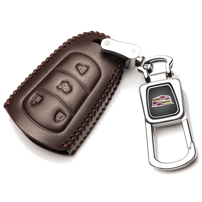 【补贴10%】凯迪拉克2018款XT5汽车真皮钥匙包xts atsl ct6 srx专用ats保护套汽车钥匙包 B款咖啡色+扣（智能四键）