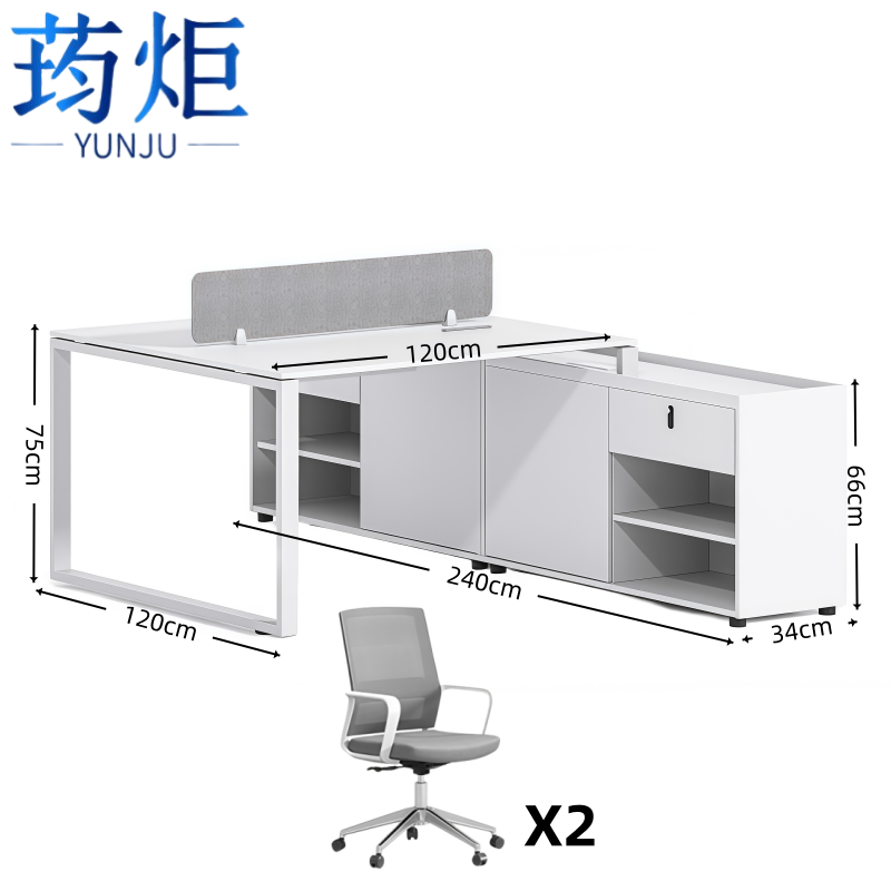 荺炬办公桌单人位+椅套高清大图