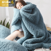 加厚法兰绒羊羔绒毛毯被子冬季保暖被套珊瑚法莱绒毯沙发午睡盖毯三维工匠 单独毛毯-200*230cm 纯色羊羔绒毯-优雅蓝