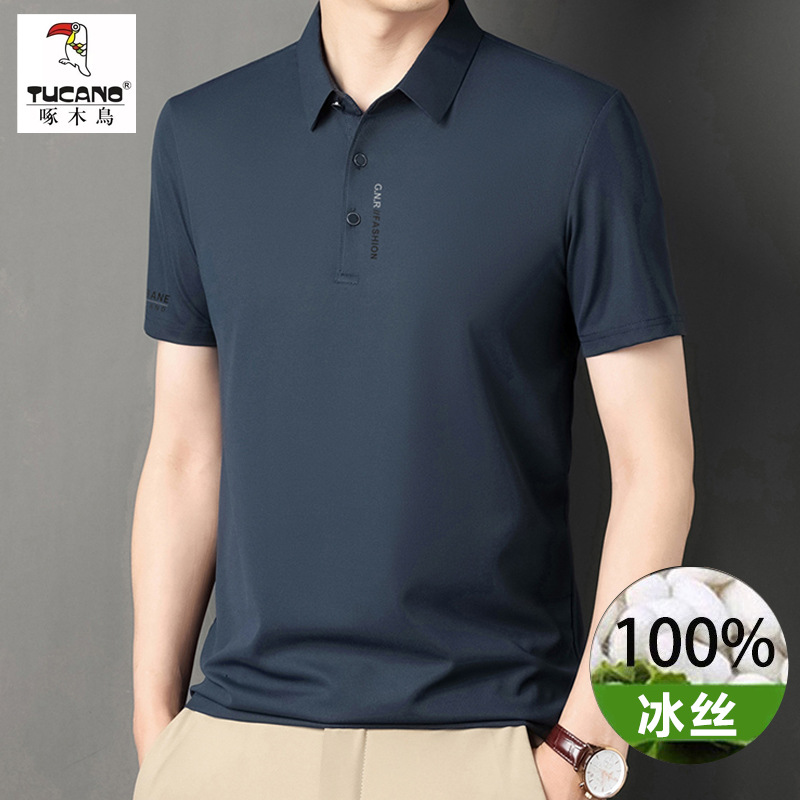 啄木鸟男士长袖t恤polo衫春秋季内搭时尚休闲轻商务上衣男士正装高清大图