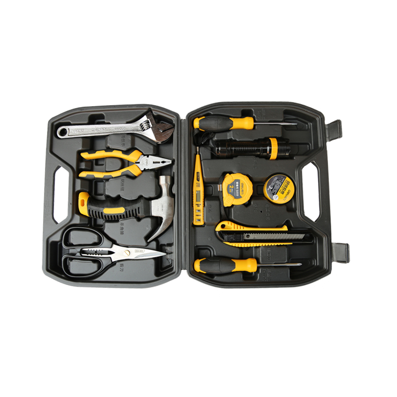 得力(deli)DL1012 家用多功能五金工具箱手动工具套装 电工维修工具箱家用应急包12件